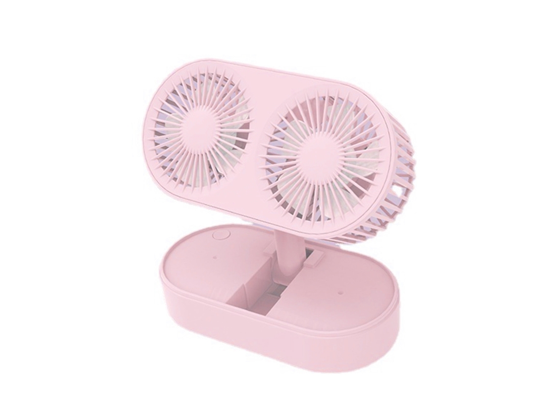 Ventilador Mini Usb Portátil Duas Lâminas Cor Rosa Pasta