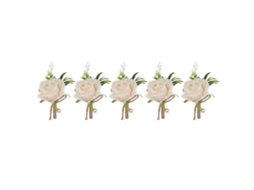 5 Unidades De Boutonniere De Boda Com Flores Artificiais De Rosa Cor Champanhe Para Noivo E Noiva