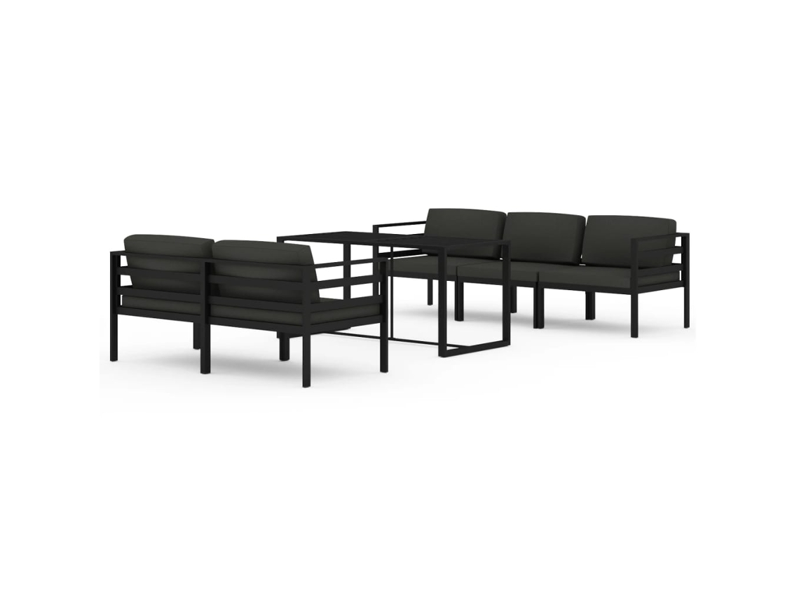Conjunto de 6 Lounge Jardim com Almofadões em Alumínio Antracite MAISON EXCLUSIVE