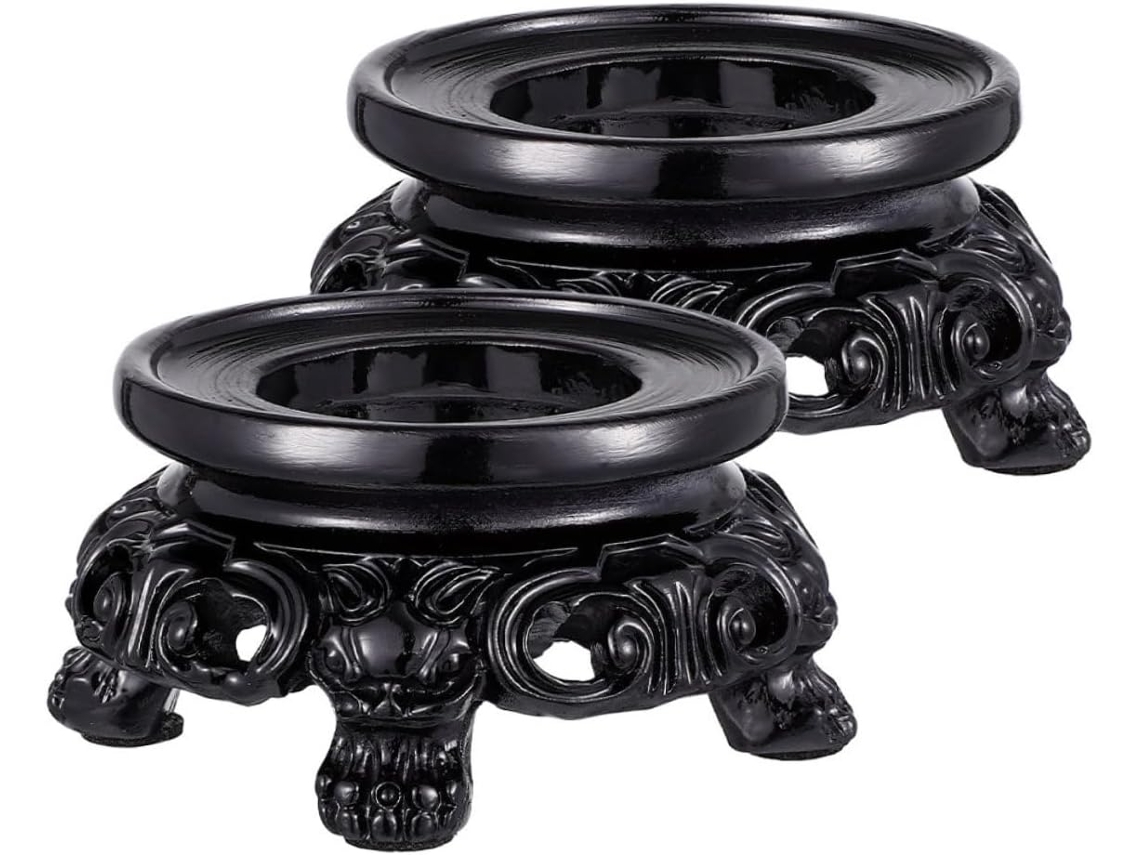 Suporte Pequeno Gatuida Em Resina Preta Para Esferas De Cristal, Com Base Oca Para Exibir Orbes E Bolas Decorativas