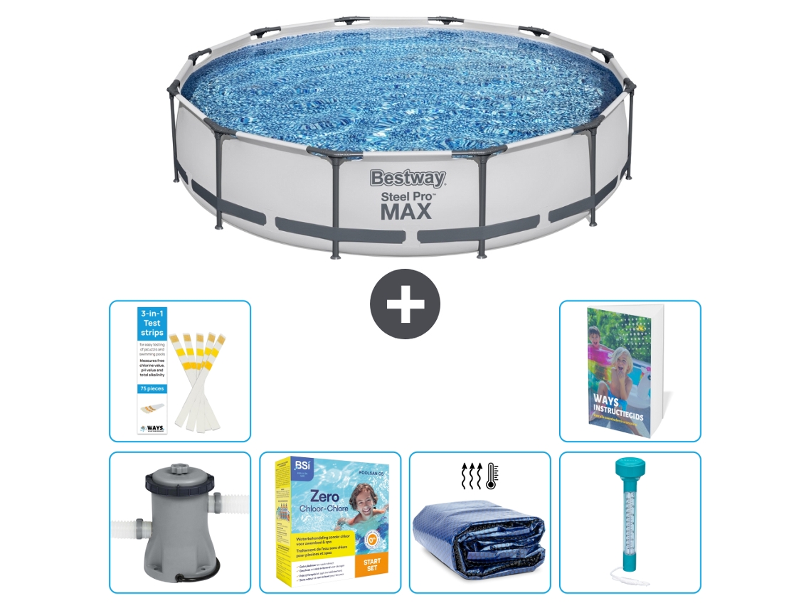 Piscina Bestway Steel Pro Max Redonda 366x76 Cm 5 peças S184 BESTWAY