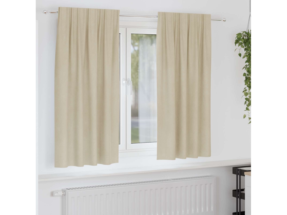 Vidaxl Cortinas Opacas 2 Pcs Creme 140 X 175 Cm Veludo