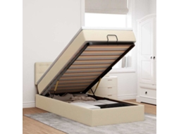 Vidaxl Cama Otomana Com Colchão 100x200 Cm Tecido Creme