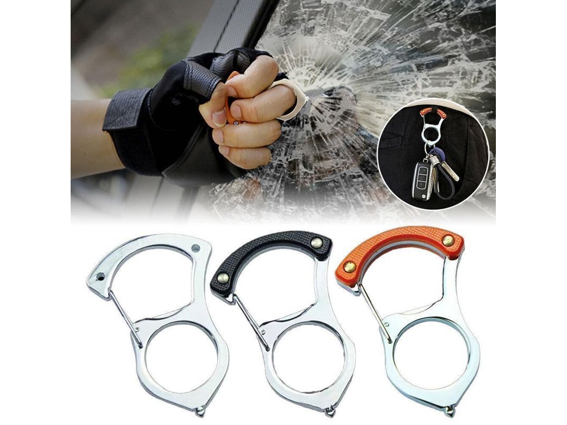 Ganchillo Portátil de Segurança Multifuncional para Chaves de Carro, com Cadeia de 50cm, Material Liga Metálica Branco S/MARCA