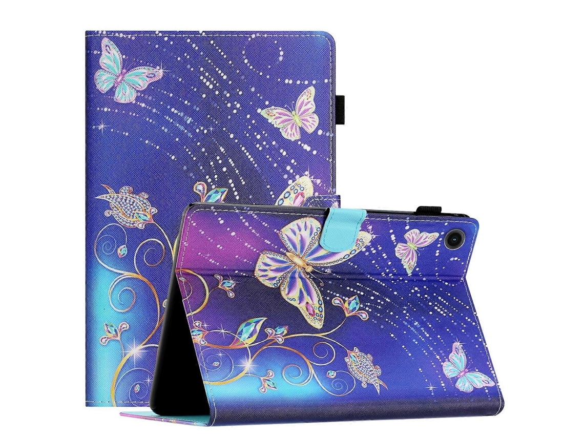 Capa De Couro Inteligente Para Tablet Lenovo M10 Plus X606f Com Desenho Colorido E Costura.