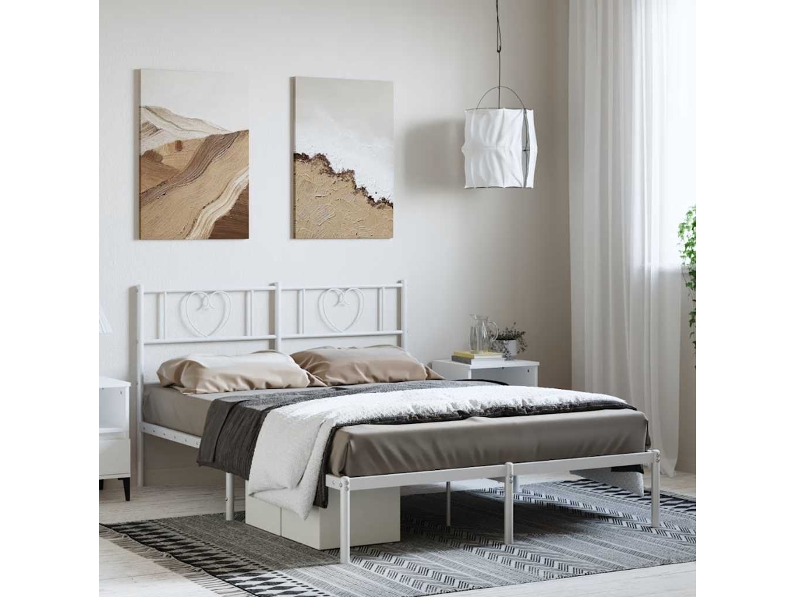 Estrutura De Cama Com Cabeceira 150x200 Cm Metal Branco