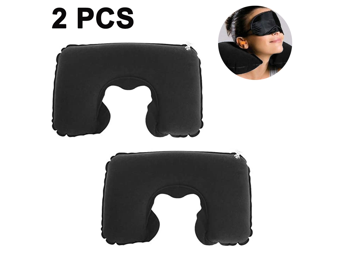 Conjunto de 2 Travesseiros Infláveis Portáteis Formato U para Viagem, Travesseiro Inflável Leve Que Oferece Suporte para Cabeça e Pescoço AQUAFORGE