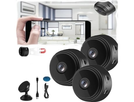 Câmera De Segurança Sem Fio Mini Hd 1080p (pacote De 3) - Vigilância Magnética Interna/externa Para A Casa