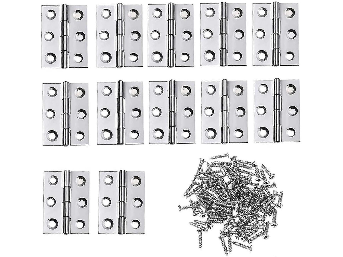 Dobradiças De Batente Dobráveis, 12 Peças, 3 Polegadas (75mm), Com 72 Parafusos De Aço Inoxidável