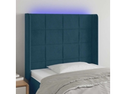 Vidaxl Cabeceira Cama C/ Luzes Led Veludo 83x16x118/128 Cm Azul-escuro