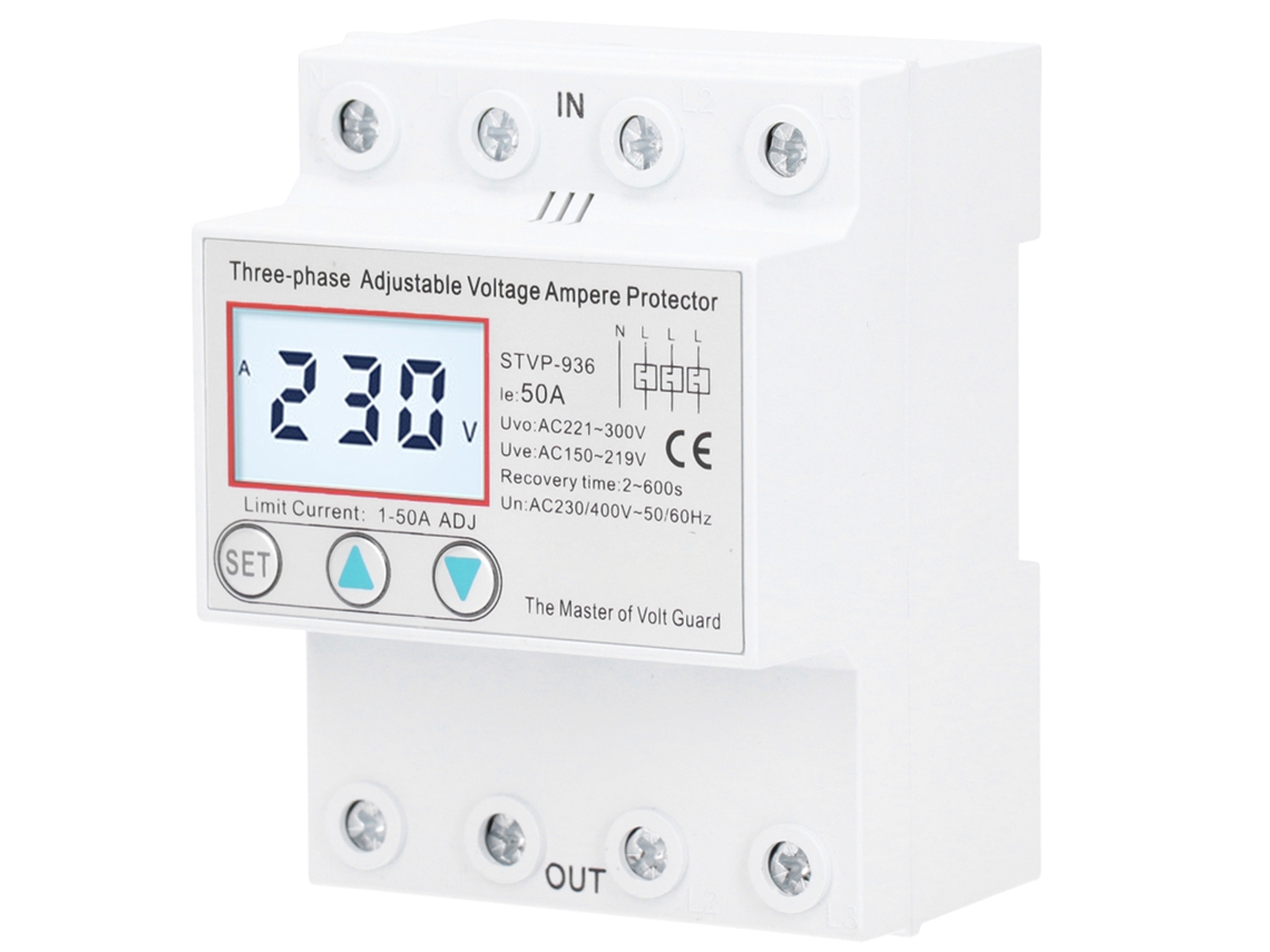Protetor De Tensão Ajustável 3fase Lcd 50a