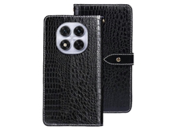 Capa Flip De Couro Sintético Com Textura De Crocodilo Da Idewei Para Xiaomi Redmi Note 14 Pro 4g, Preta