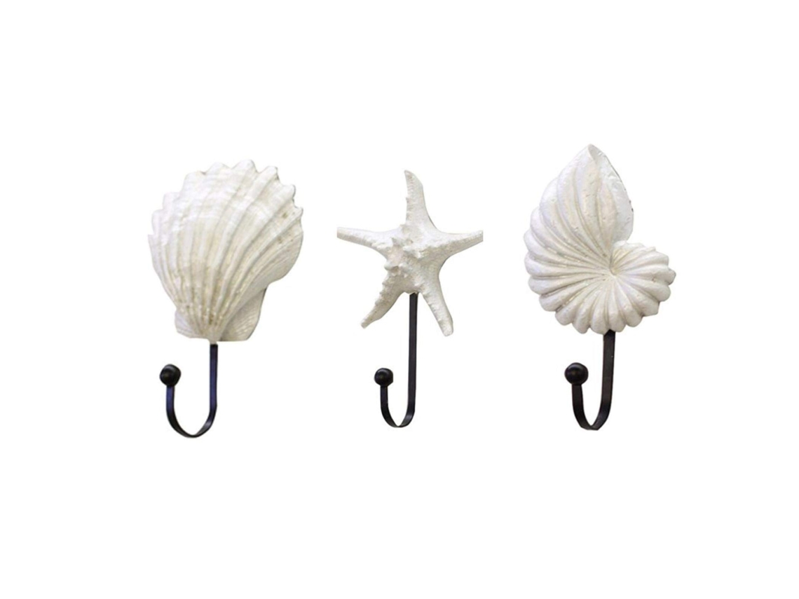 Gancho De Parede, Conjunto De 3 Ganchos Decorativos Em Resina (branco)