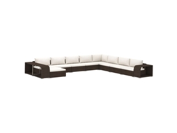 Maison Exclusive - 11 Pcs Conjunto Lounge Jardim C/ Almofadões Vime Pe Castanho