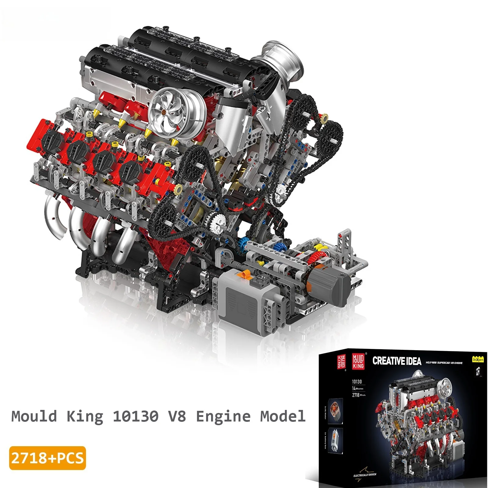 Kit De Modelo De Motor V8 (2718 Peças) Para Supercarro Tech Cars Mocv8.