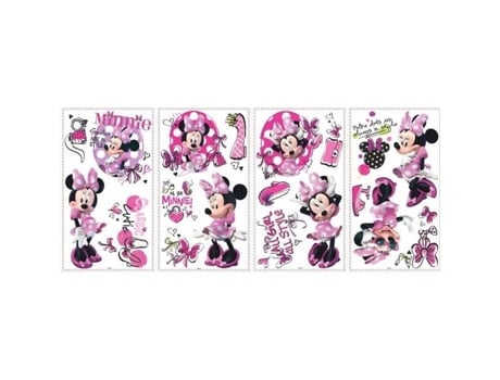 Adesivos reposicionáveis Disney Minnie Fashionista The Deco Factory para crianças em rosa