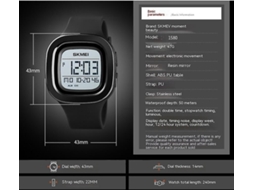 Lurelia Relógio Digital Desportivo, Modelo Atm164, Analógico, Visor Digital, Cronómetro, Alarme, Data/calendário, 12/24h, Luminoso, 43mm, Silicone