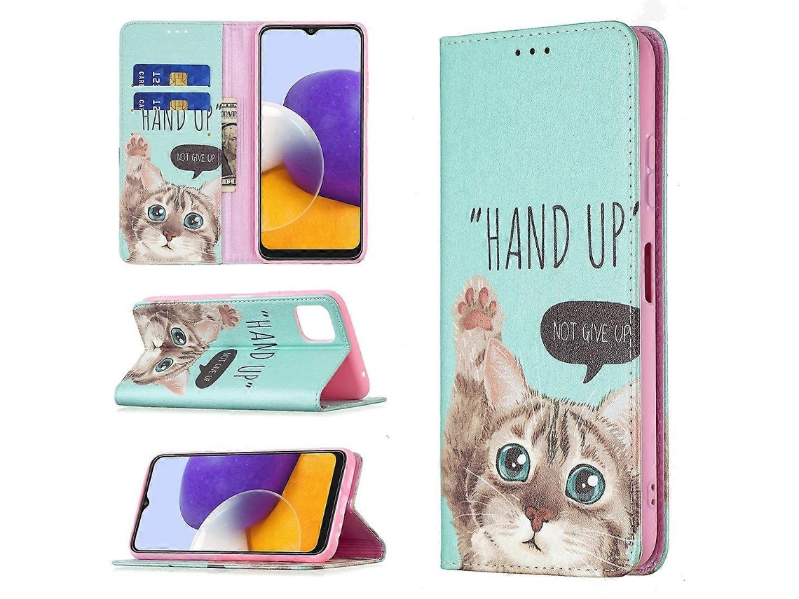 Capa De Couro Pu Com Fecho Magnético Horizontal, Estampa Colorida E Suporte Para Cartão, Compartimentos E Carteira Para Samsung Galaxy A22 5g.