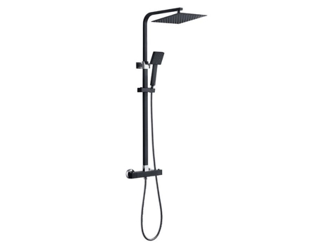 Coluna De Chuveiro Misturador Termostático Chuveiro Quadrado Alto De 10 Polegadas Altura Ajustável 80 120 Cm Preto Auralum Max