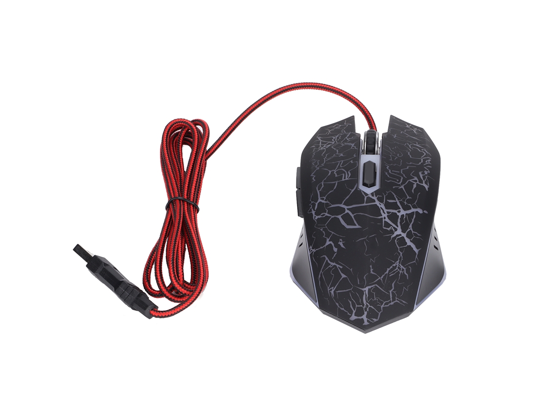 Rato Com Fio Preto Crack Porta Usb Iluminação Gamer Ajustável Acessórios De Computador