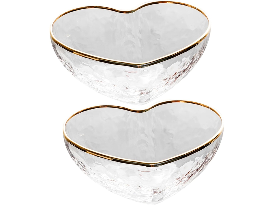 Conjunto De 2 Tigelas De Vidro Elegantes E Práticas Em Formato De Coração, 100ml