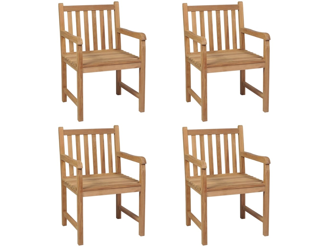 Vidaxl Cadeiras De Exterior 4 Pcs Madeira De Teca Maciça
