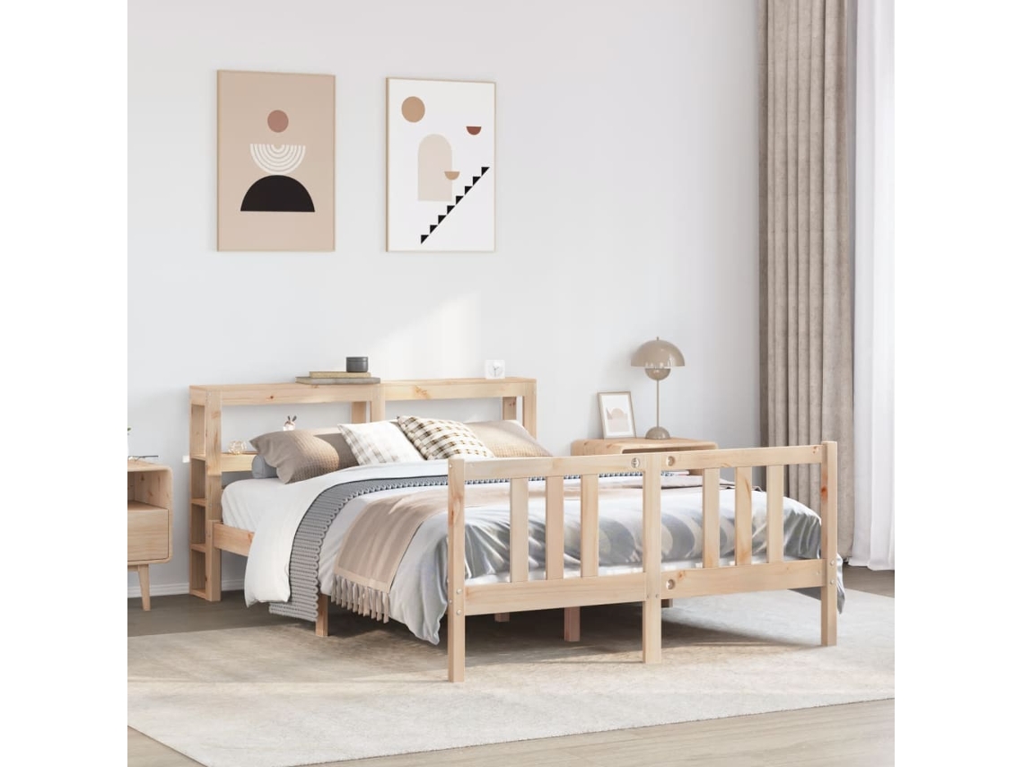 Vidaxl Estrutura De Cama Com Cabeceira 120x200 Cm Pinho Maciço