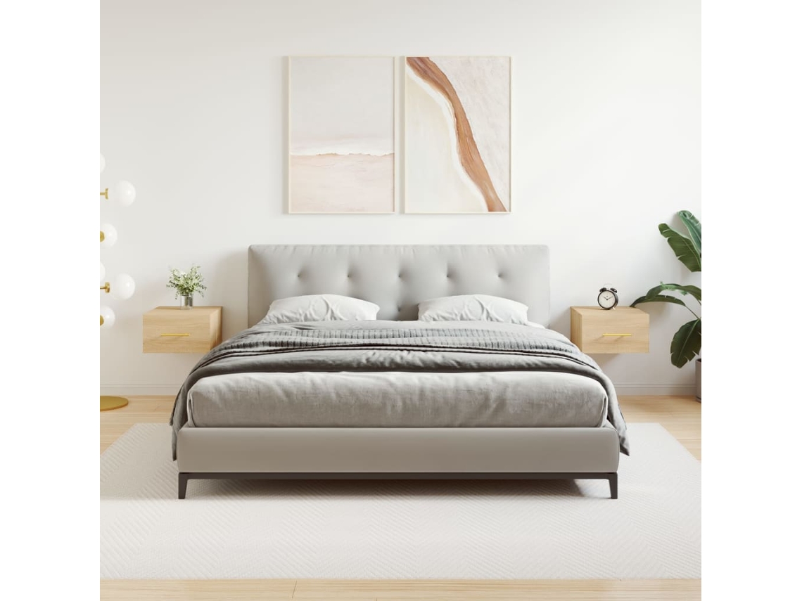 Vidaxl Mesas De Cabeceira Parede 2 Pcs 35x35x20 Cm Cor Carvalho Sonoma
