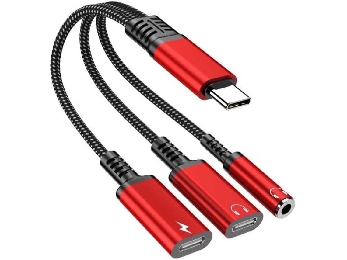 Adaptador Usb-c 3 Em 1 Para Áudio E Carregamento Rápido, Compatível