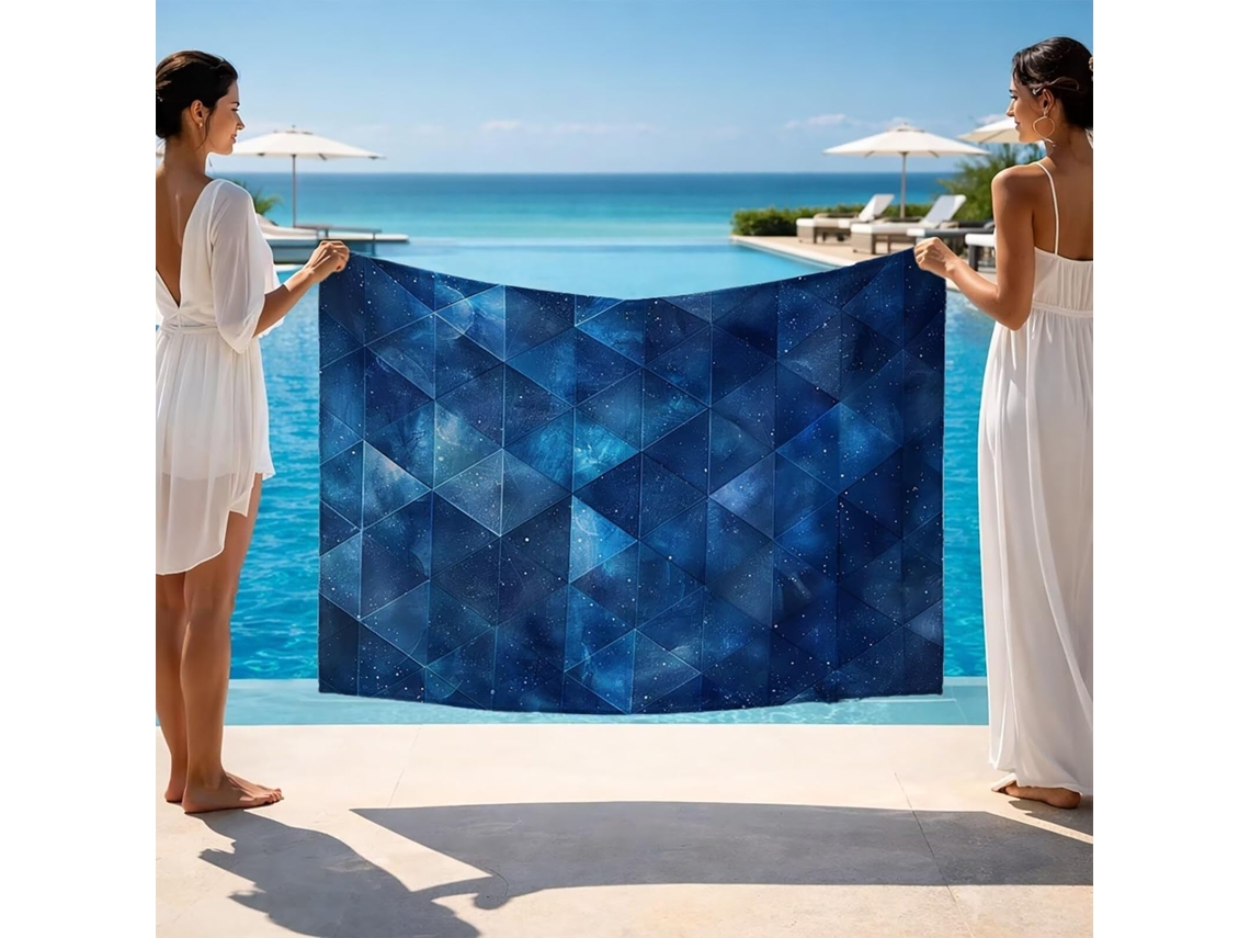 Toalha De Praia 150x100, Leve, Azul, Secagem Rápida, Resistente
