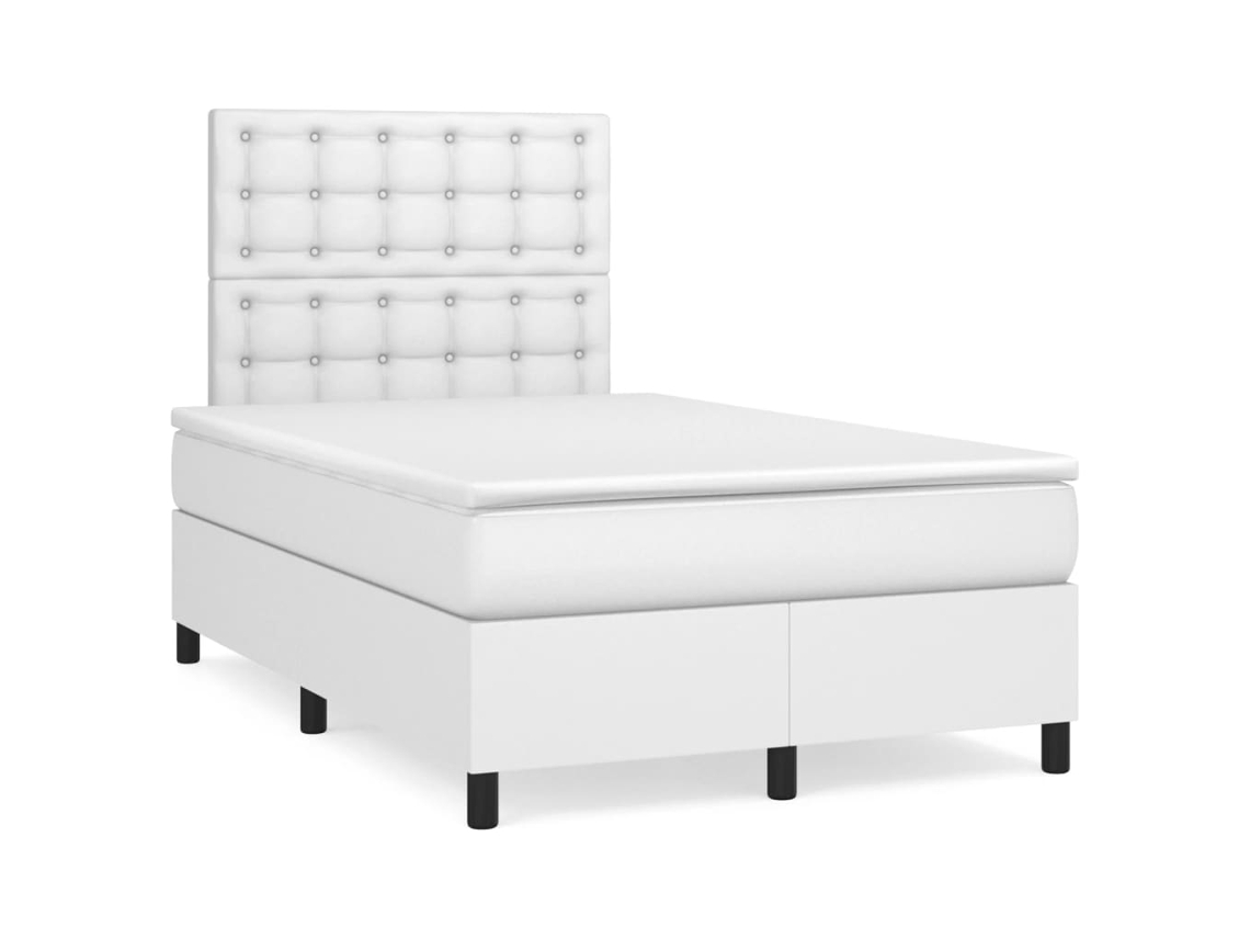 Box Spring Bed, Box Spring Beds Vidaxl Branco Couro Artificial (120 X 200 Cm)