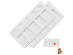 Linjou 2 Paletas De Pintura, Bandeja Retangular Com 10 Poços, Paleta Úmida Para Gouache E Acrílico