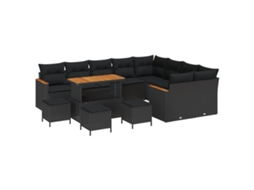 Conjunto 13 Conjunto De Sofá De Jardim Vidaxl Preto Vime Pe (289 X 234 X 85 Cm)