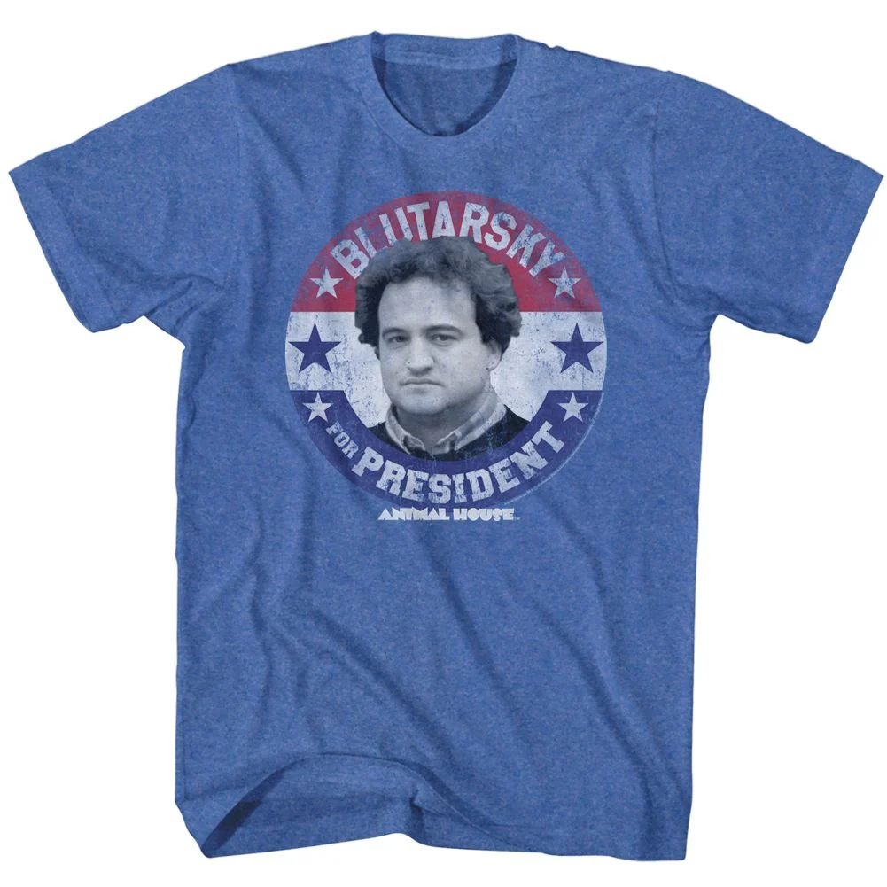 Rockinstone Animal House Movie Blutarsky For Prez Heather Royal Adult T-shirt Size:m