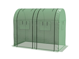 Estufa Resistente Verde Com 4 Janelas 2 Portas Zíper Anti-uv Para Cultivo De Plantas 185x94x150 Cm