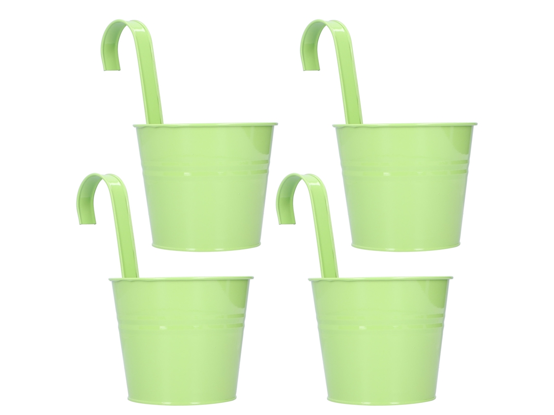Vaso De Parede Ferro Para Succulentas 4 Peças Verde Claro