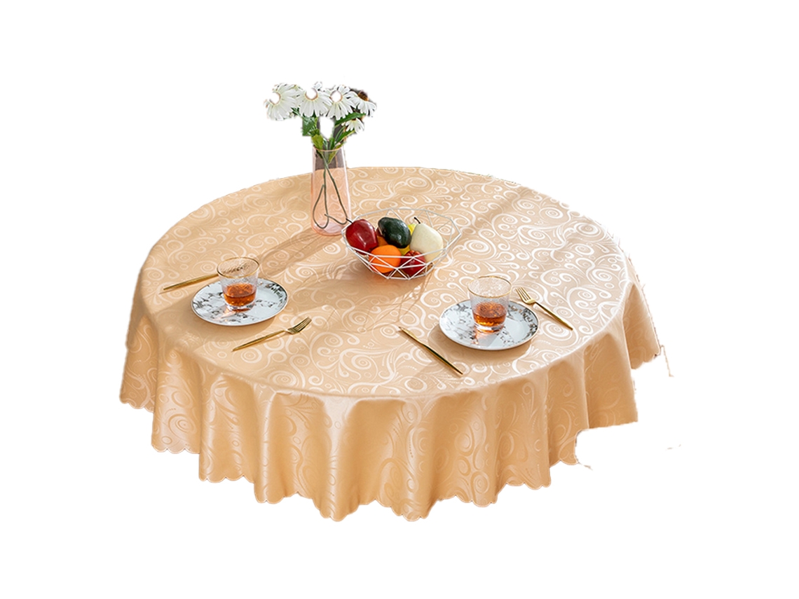 Toalhas de Mesa de Vinil Impermeáveis Toalhas de Mesa Redondas Resistentes Toalhas de Mesa Laváveis Fung Ling Champagne 160Cm