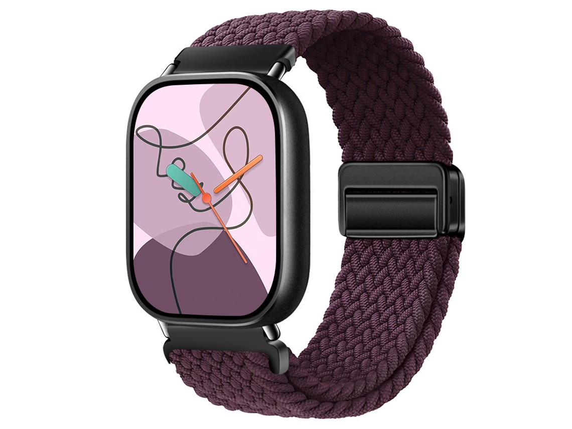 Pulseira Magnética De Nylon Trançado Para Xiaomi Mi Band 10pro, Huawei Fit 5, Redmi Watch 6 4 5-cereja Escura, Conector