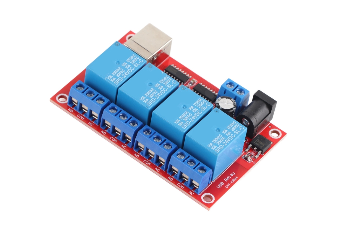 Módulo De Relé 4 Canais Usb Controle Plc 24v