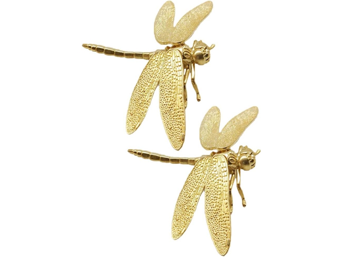 Conjunto De 2 Enfeites Libélula Em Latão Para Cômoda, Decoração Com Borboletas E Armário