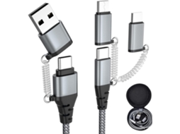 Cabo de Carregamento Rápido Múltiplo, Usb c/usb a para Usb c/micro 60w Pd 3.0, Trançado em Nylon e com Sincronização, 1 M AQUAFORGE