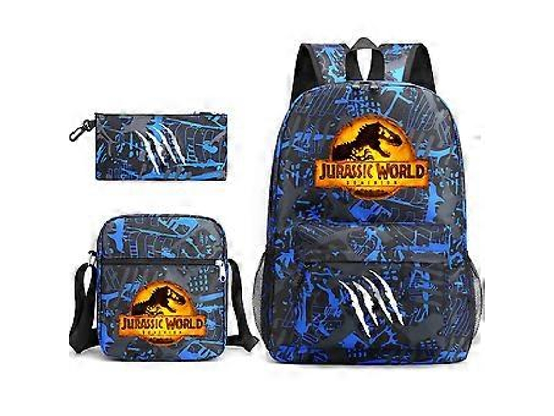 Conjunto De Três Peças Jurassic World Mochila, Estojo E Bolsa Ombro _27 Aquaforge