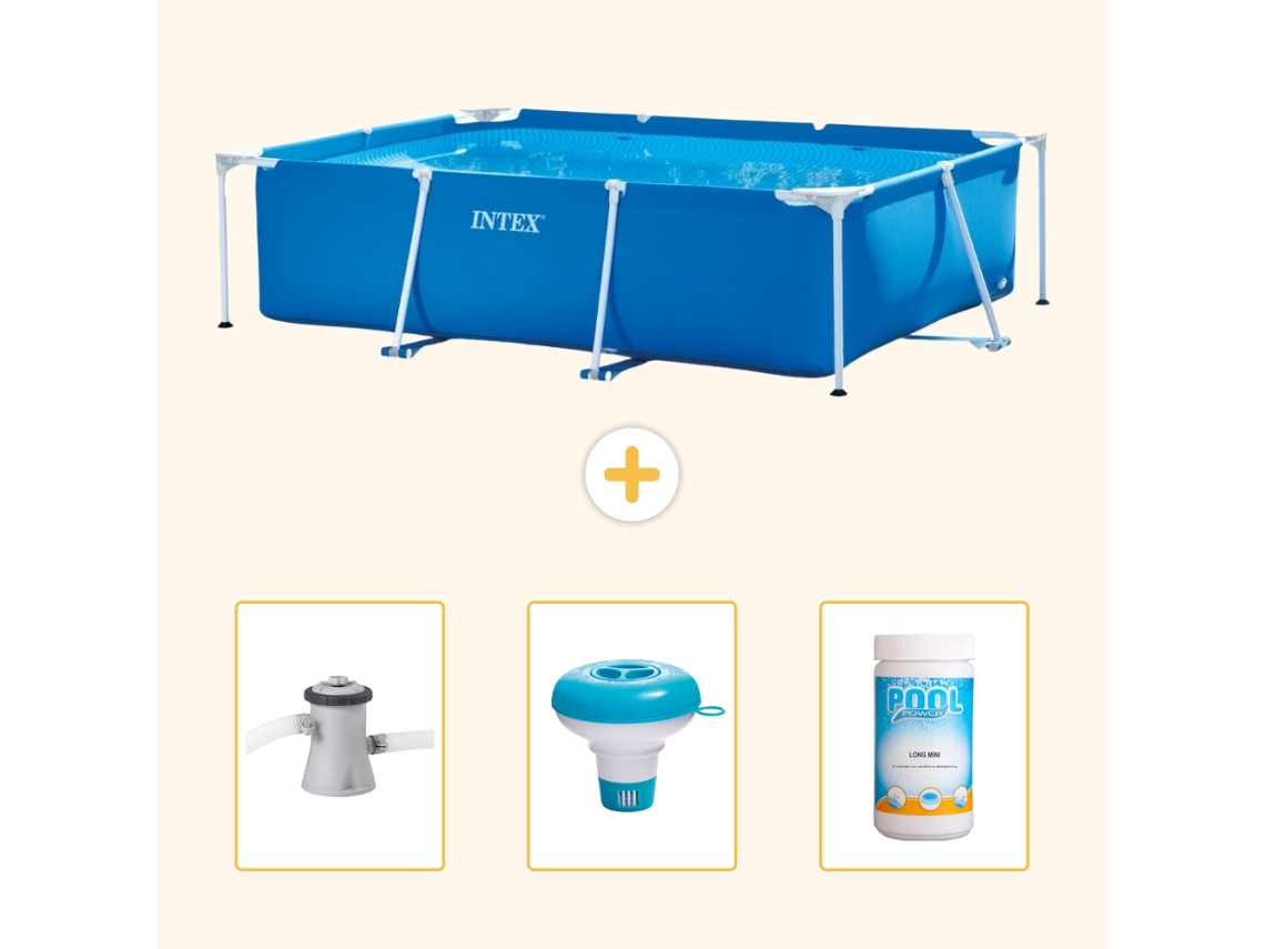 Intex Piscina Com Estrutura Retangular - 220x150x60 Cm - 4-peças Scb77