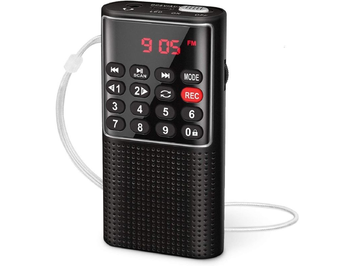 2026 rádio Portátil Walkman com Gravador, Cartão Sd, Bateria Recarregável e Botão de Bloqueio