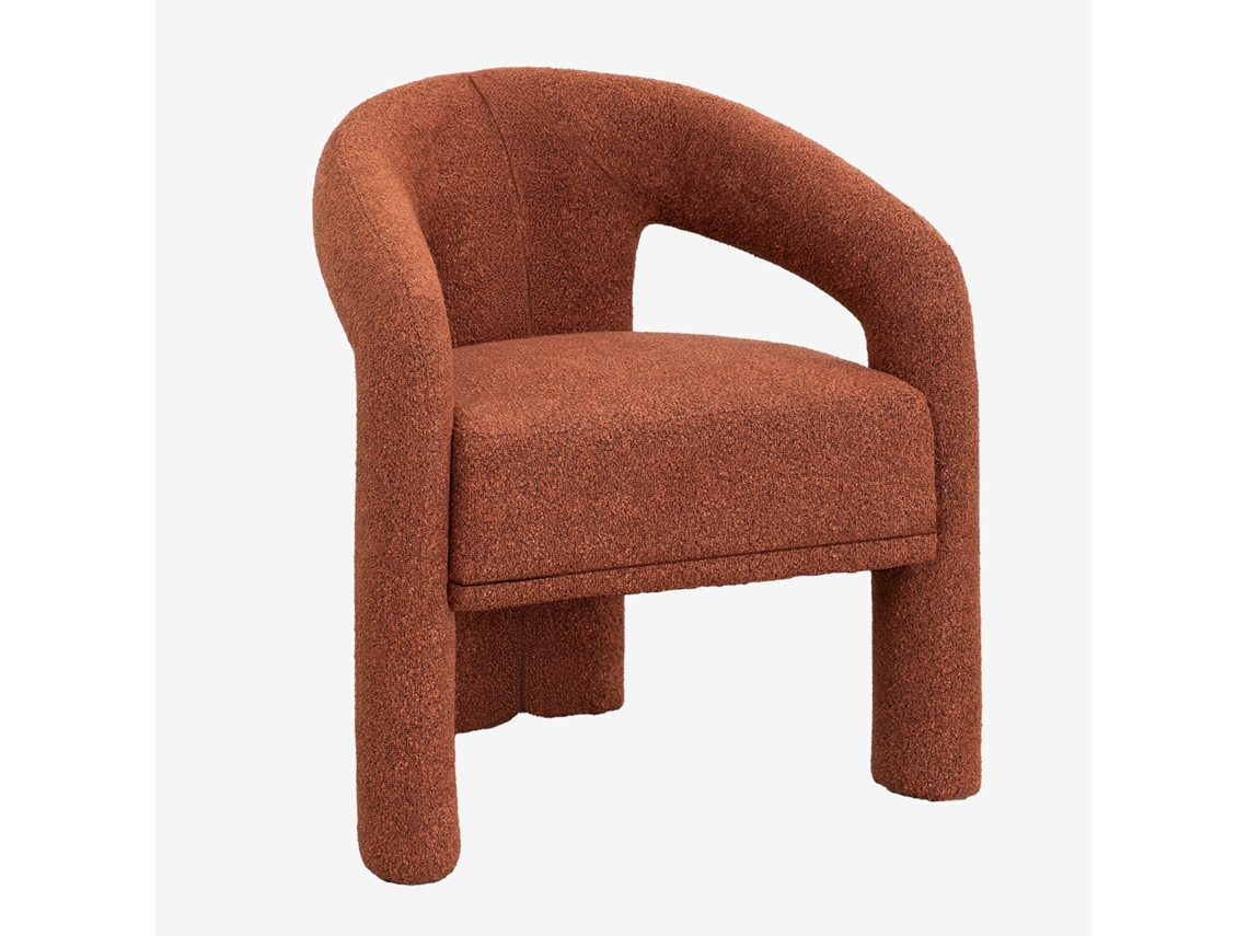 Sklum Pack De 4 Cadeiras De Jantar Com Braços Em Tecido Bouclé Greca Poliéster                       Bouclé Terracota