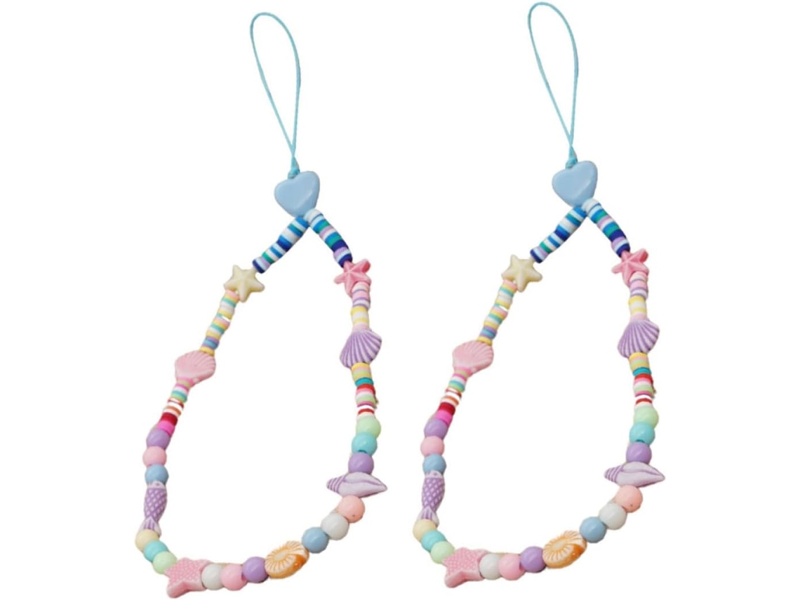 Conjunto De 2 Alças Para Celular Com Contas De Concha