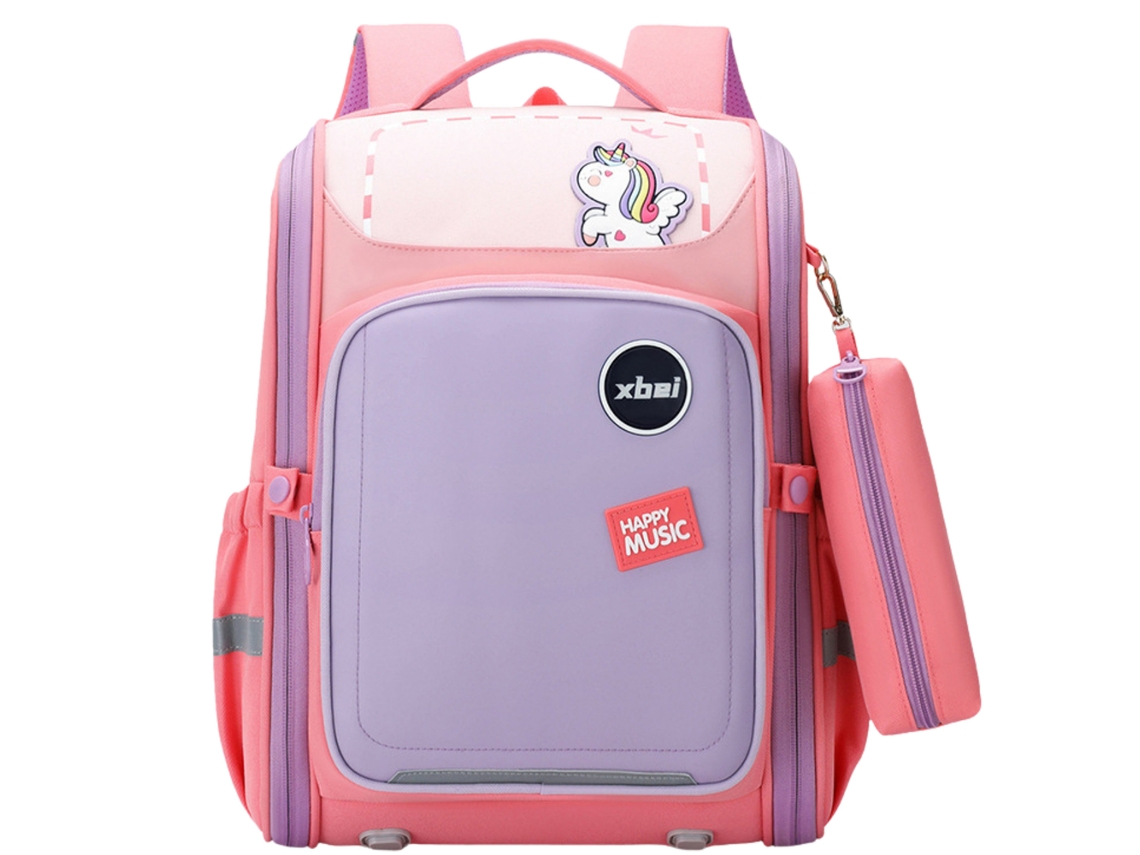 School Backpack With Unicorn Chest Strap Pastel Pink 21l 39cm
