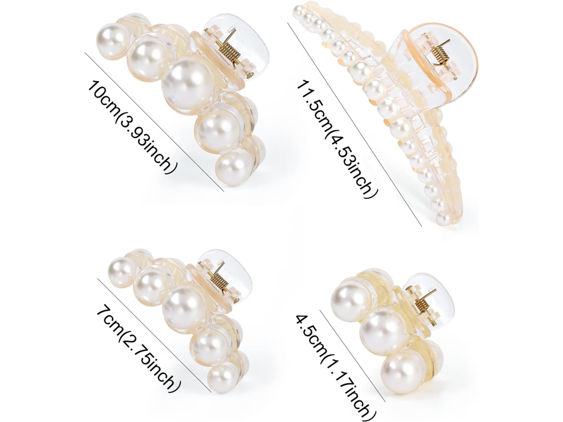 Conjunto De 4 Ganchos De Cabelo Com Pérolas Grandes, Adequados Para Mulheres E Raparigas, Tanto Para Cabelos Grossos Como Finos.