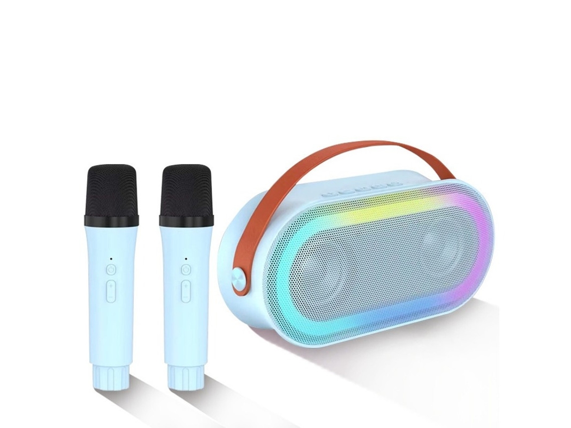 Mini Máquina De Karaokê Com 2 Microfones Sem Fio Alto Falante Bluetooth Portátil Com Baixo Estéreo E Luz Led Para Meninas E Meninos De 4 A Yizhood