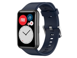 Bracelete Para Huawei Watch Fit New - Silicone - Fivela De Aço Prateada Azul Meia-noite